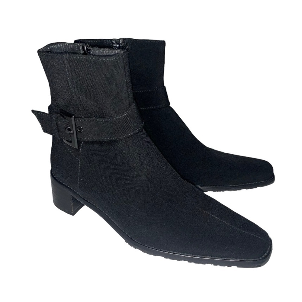 Stuart Weitzman Black Fabric Square Toe Ankle Boots Gore-Tex Size 7 Narrow